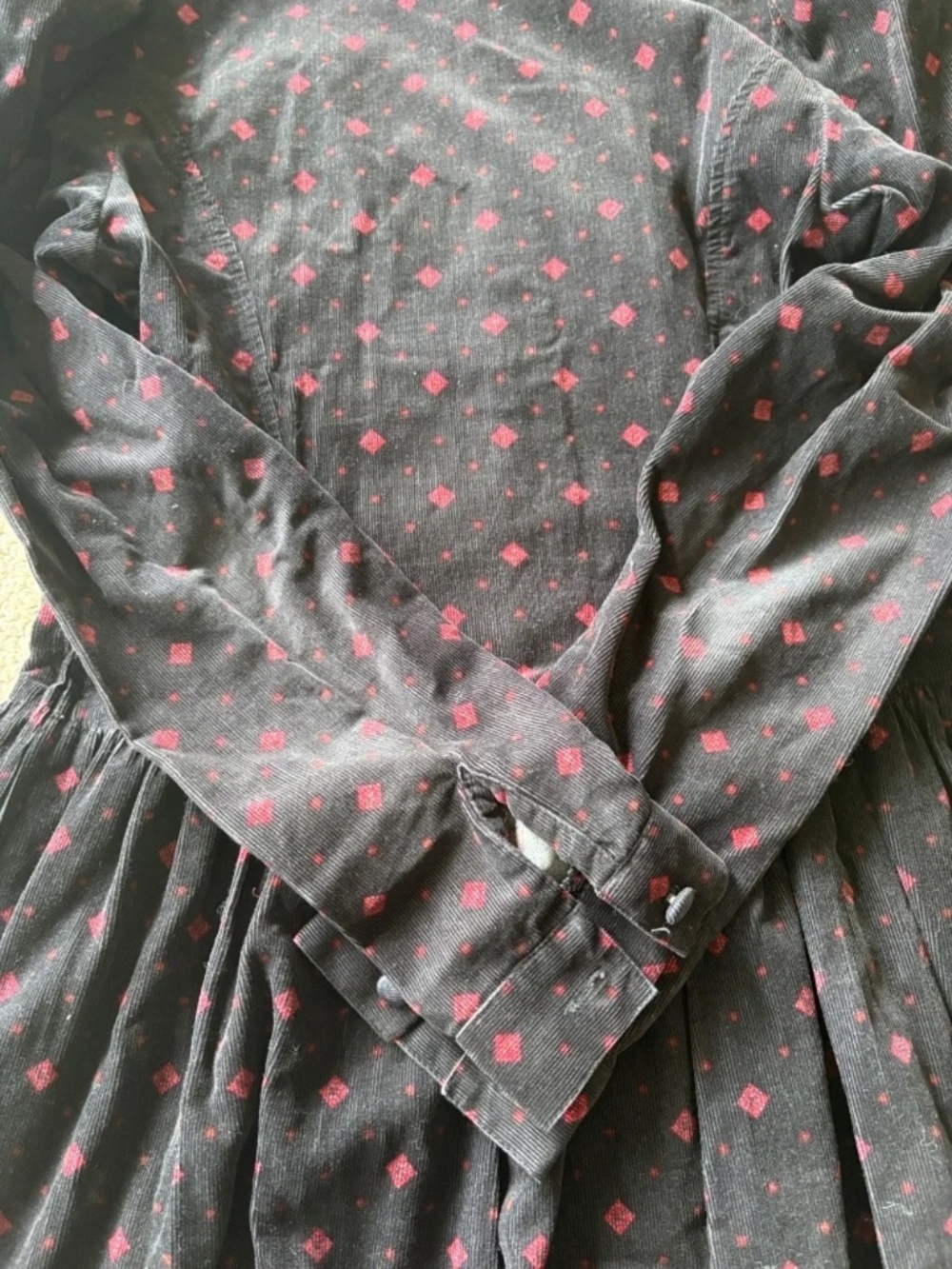 Vintage Laura Ashley Black Corduroy Cottagecore Prairie Dress UK Size 8 Feminine - Picture 11 of 15
